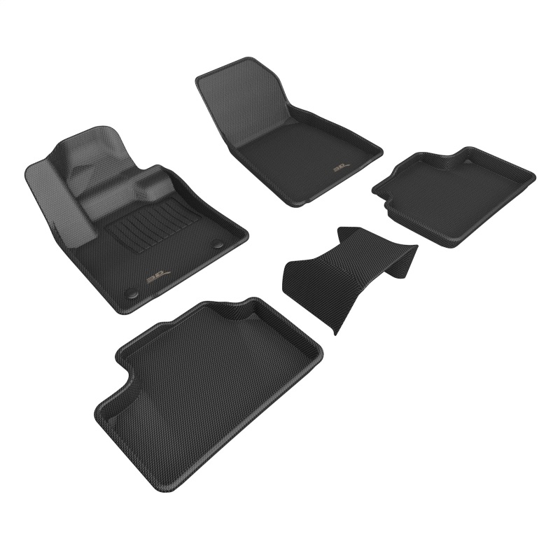 Volvo C40 Recharge Floor Mats - Front + Rear - 3D MAXpider - Kagu - Carbon Fiber Embossed Pattern - Black - `23-`27